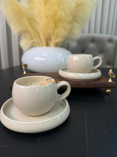 BRICARD PORCELAIN BRICARD BONDY KOFFIESET 4 DELIG | 2 PEROONS Taupe