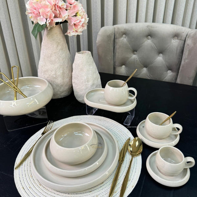 BRICARD PORCELAIN BRICARD BONDY SERVIESSET 18 DELIG | 6 PERSOONS TAUPE