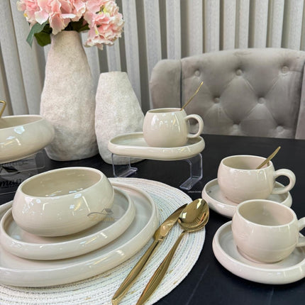 BRICARD PORCELAIN BRICARD BONDY SERVIESSET 18 DELIG | 6 PERSOONS TAUPE